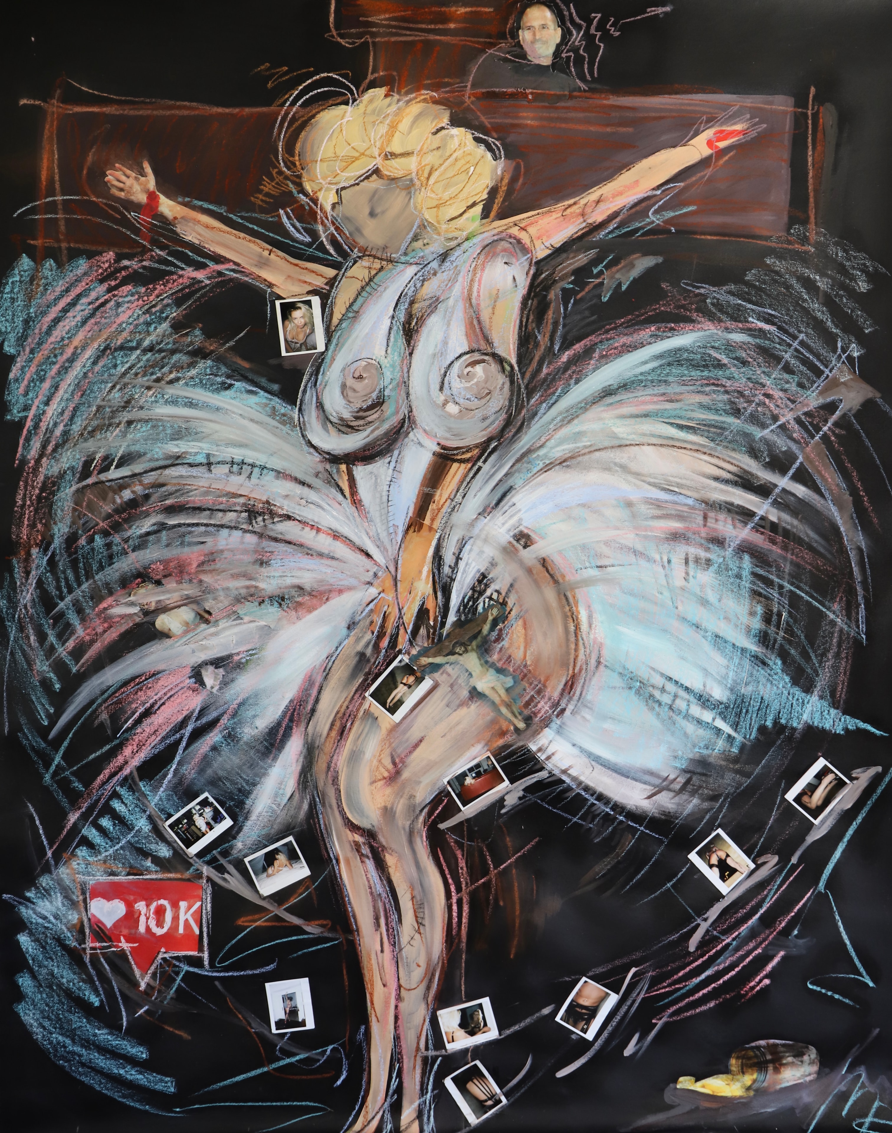 Crucified for Likes, Acrylic on canvas, 2022
