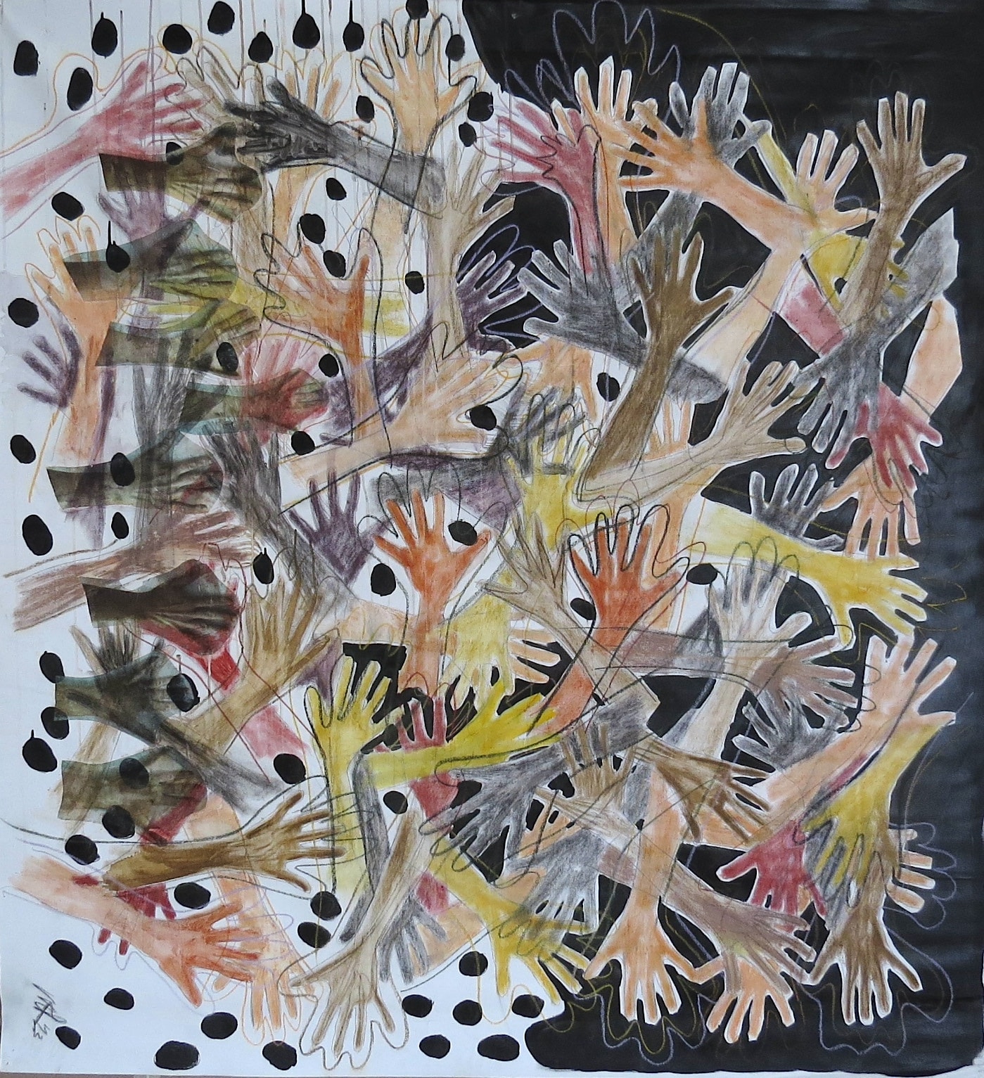 Deeply Rooted, Acrylic, pastel chalk, pencil on canvas, 2023