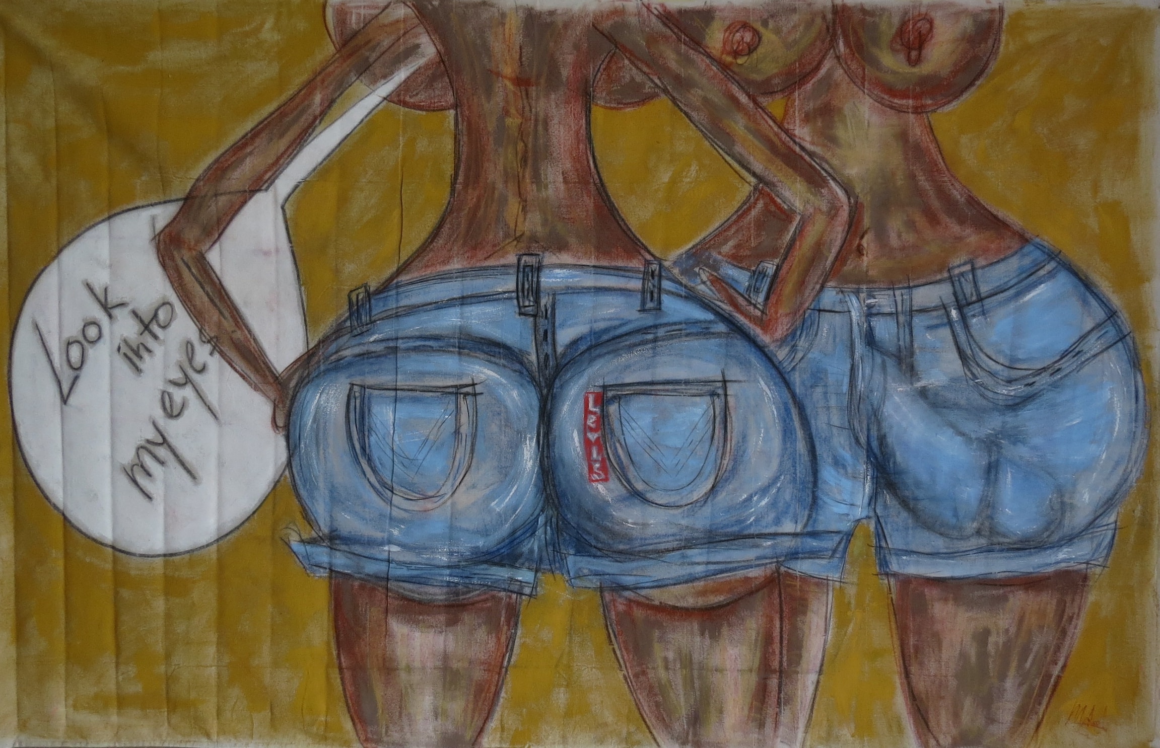 Look Into My Eyes, Acrylic, chalk on canvas, 2023
