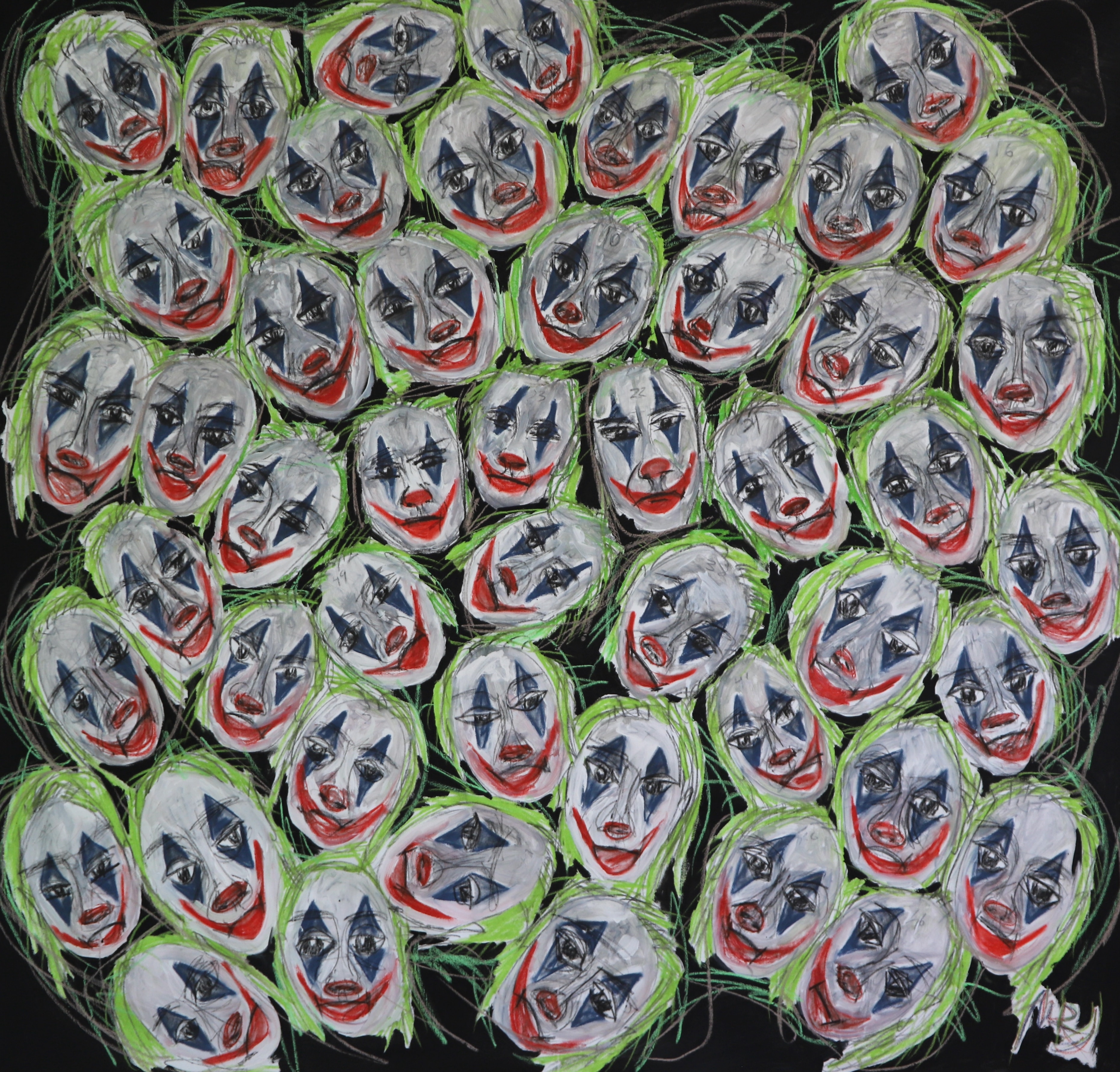 Put a Happy Face On, Acrylic, chalk on canvas, 2023