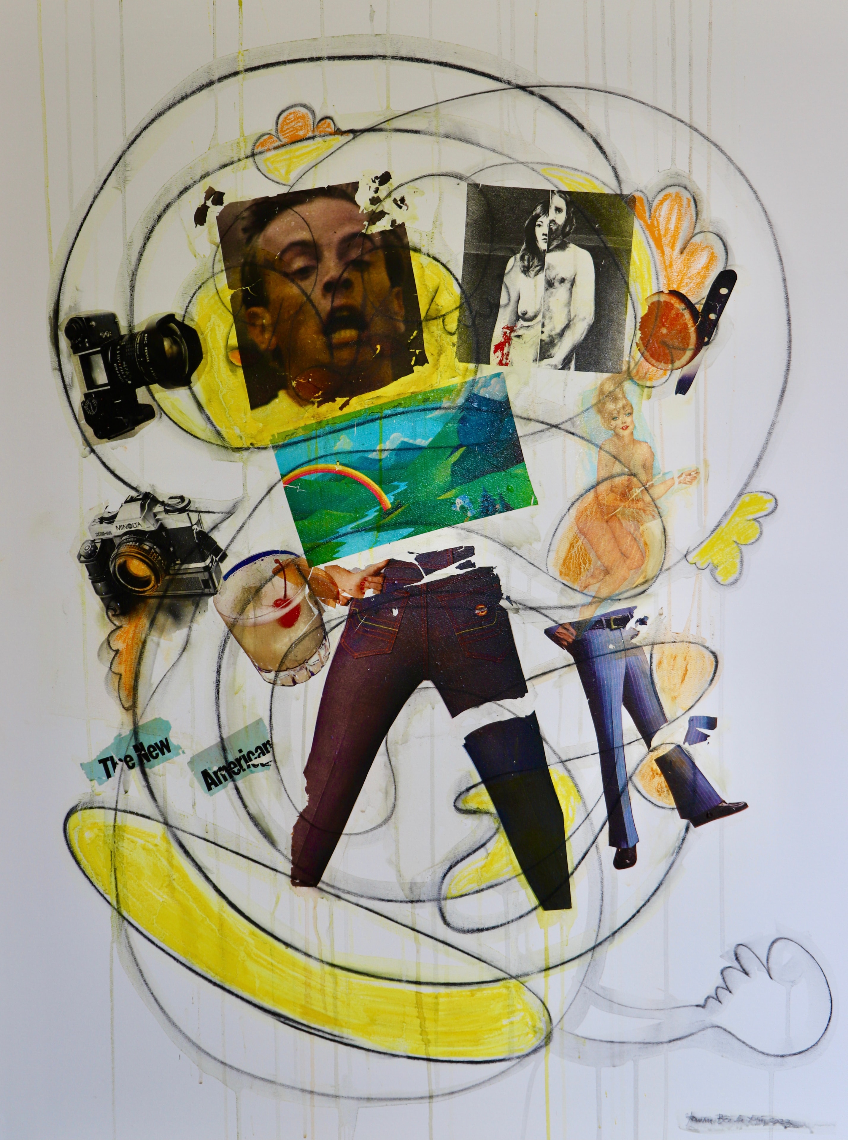 The New American, Acrylic, pastels, mixed media on canvas, 2023
