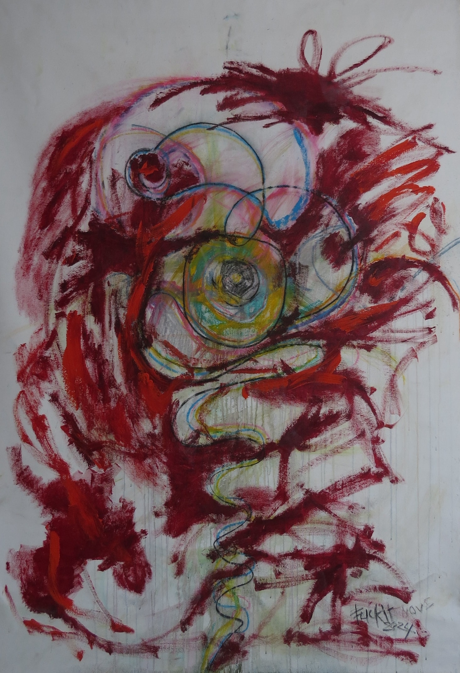 Red Spirals, Acrylic on canvas, 2024