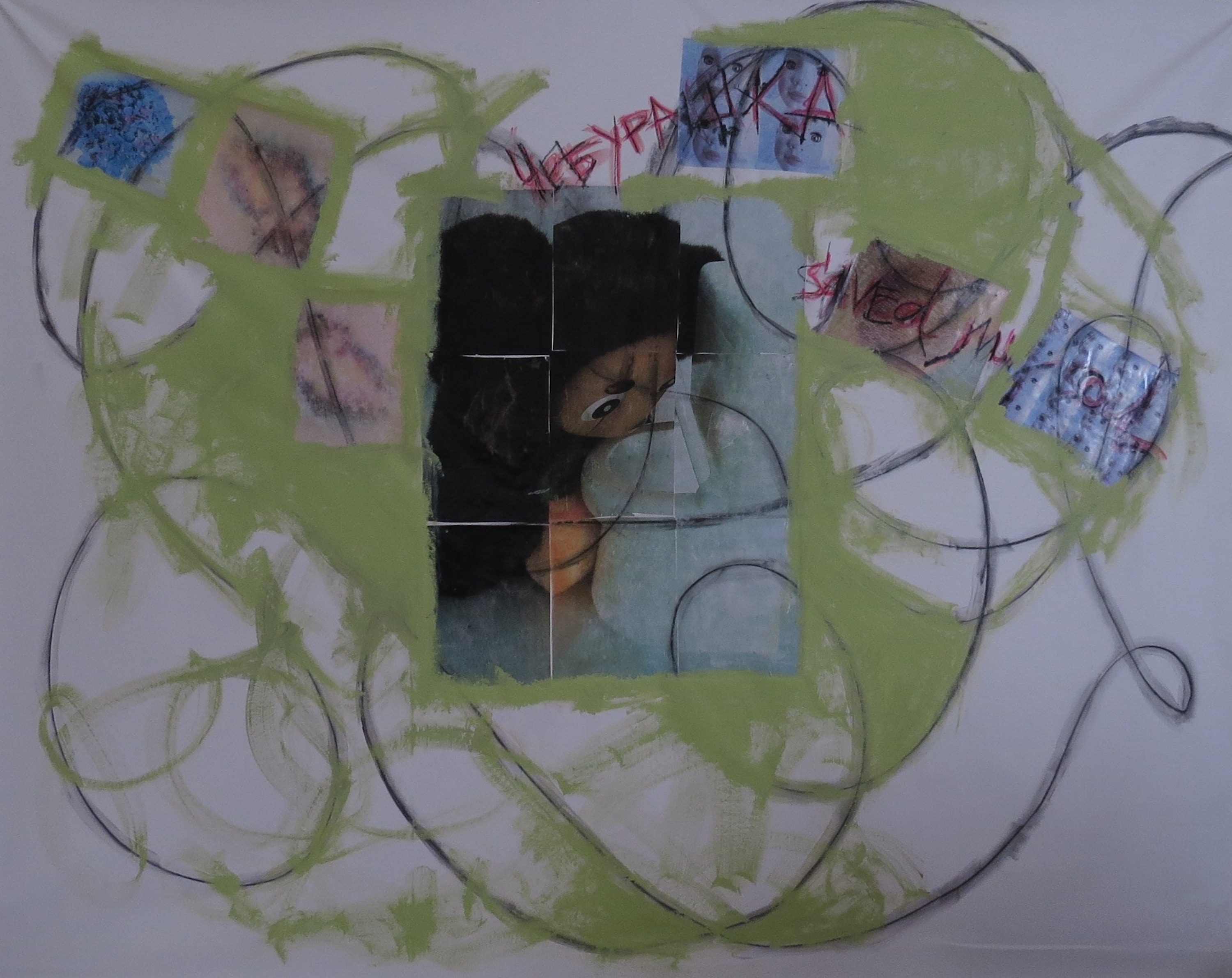 Drunk Cheburashka, Acrylic, ink on canvas, 2025