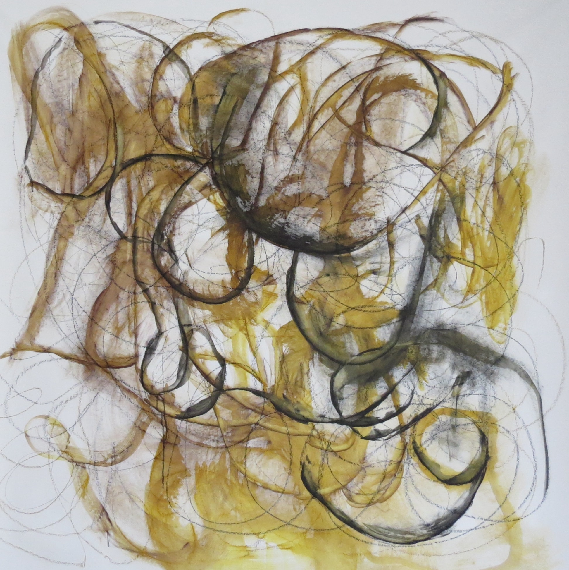 Controlled Chaos, Acrylic, pastels, chalk on canvas, 2026
