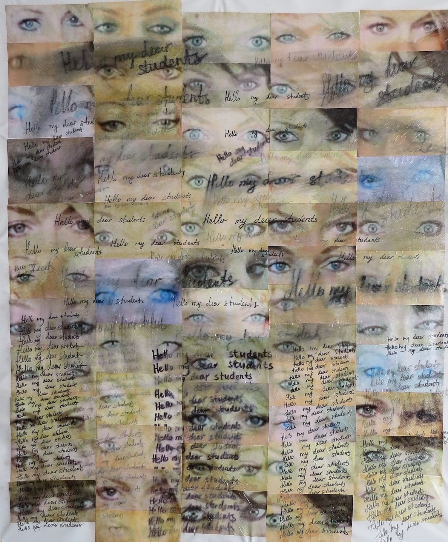 Eyeballs, Acrylic, pencil, chalk, ink on canvas, 2026