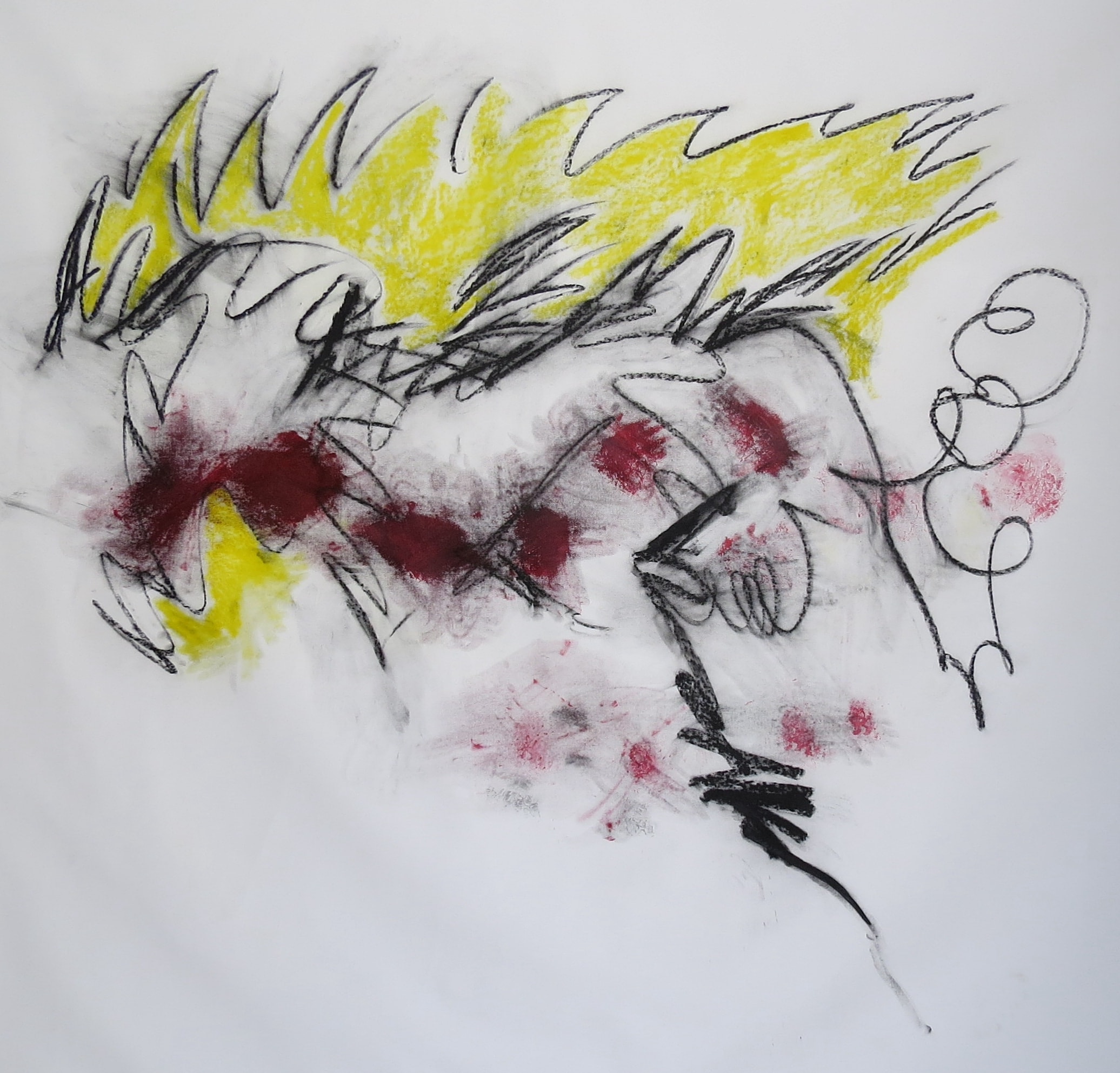 Overflowing Presence, Acrylic, pastels, chalk on canvas, 2026