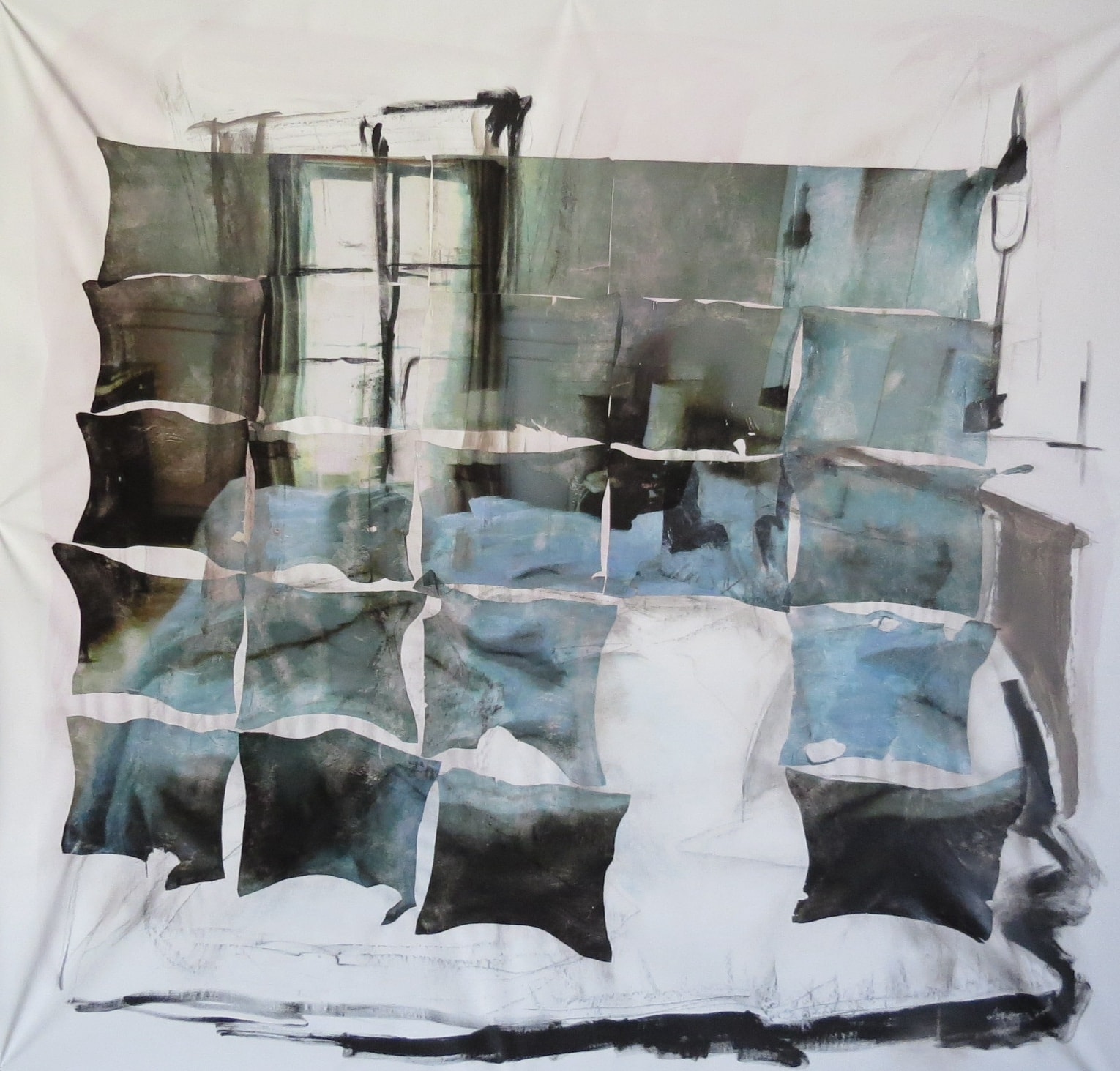 Paris Bedroom, Acrylic, ink, pencil on canvas, 2026