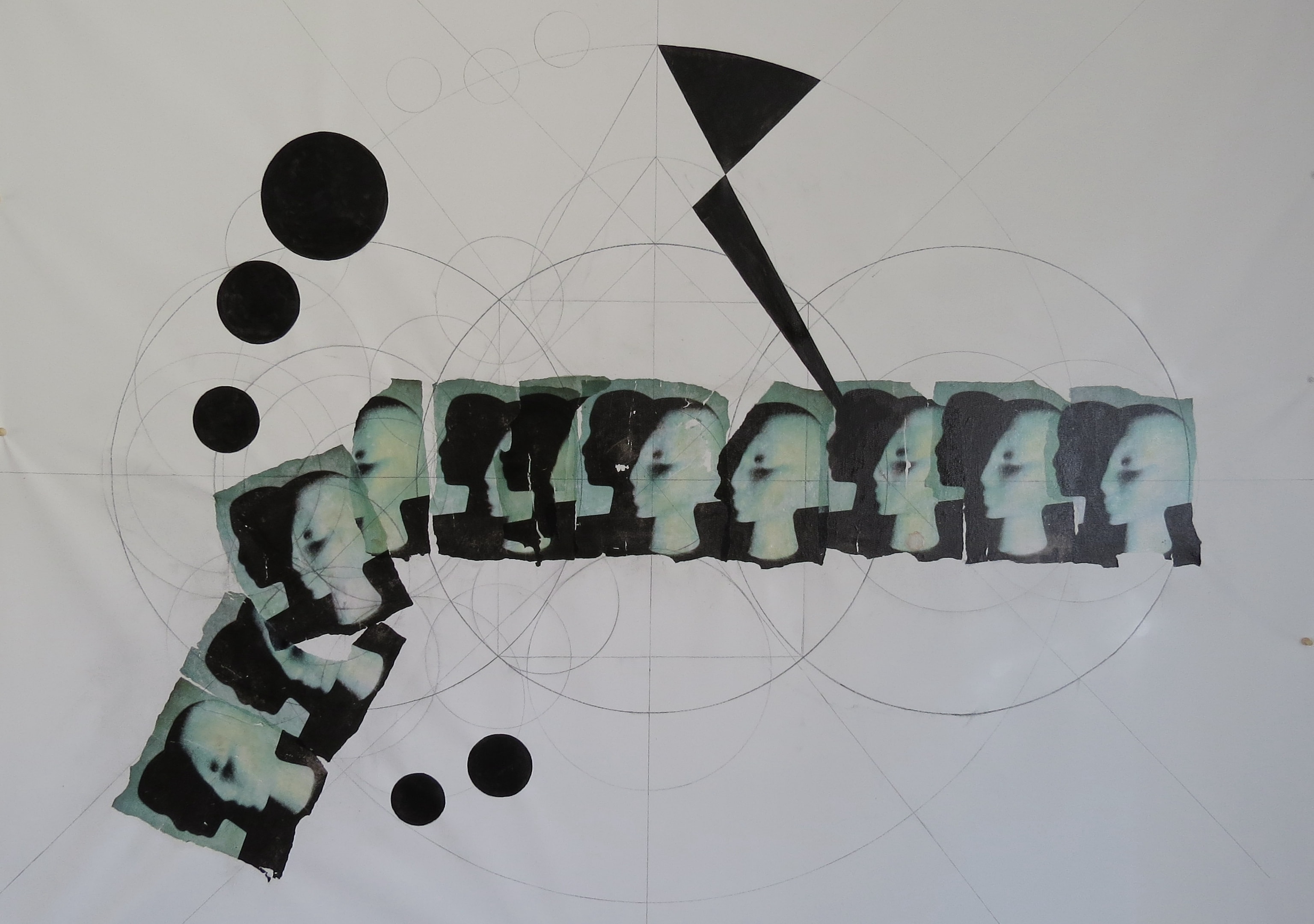 The Shadows Keep Falling, Acrylic, pencil, mixed media on canvas, 2026