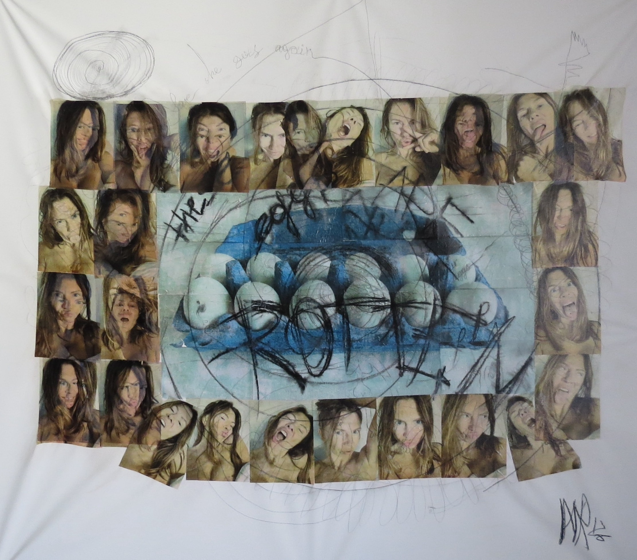 These Eggs Are Rotten, Acrylic, chalk, ink, pencil on canvas, 2026